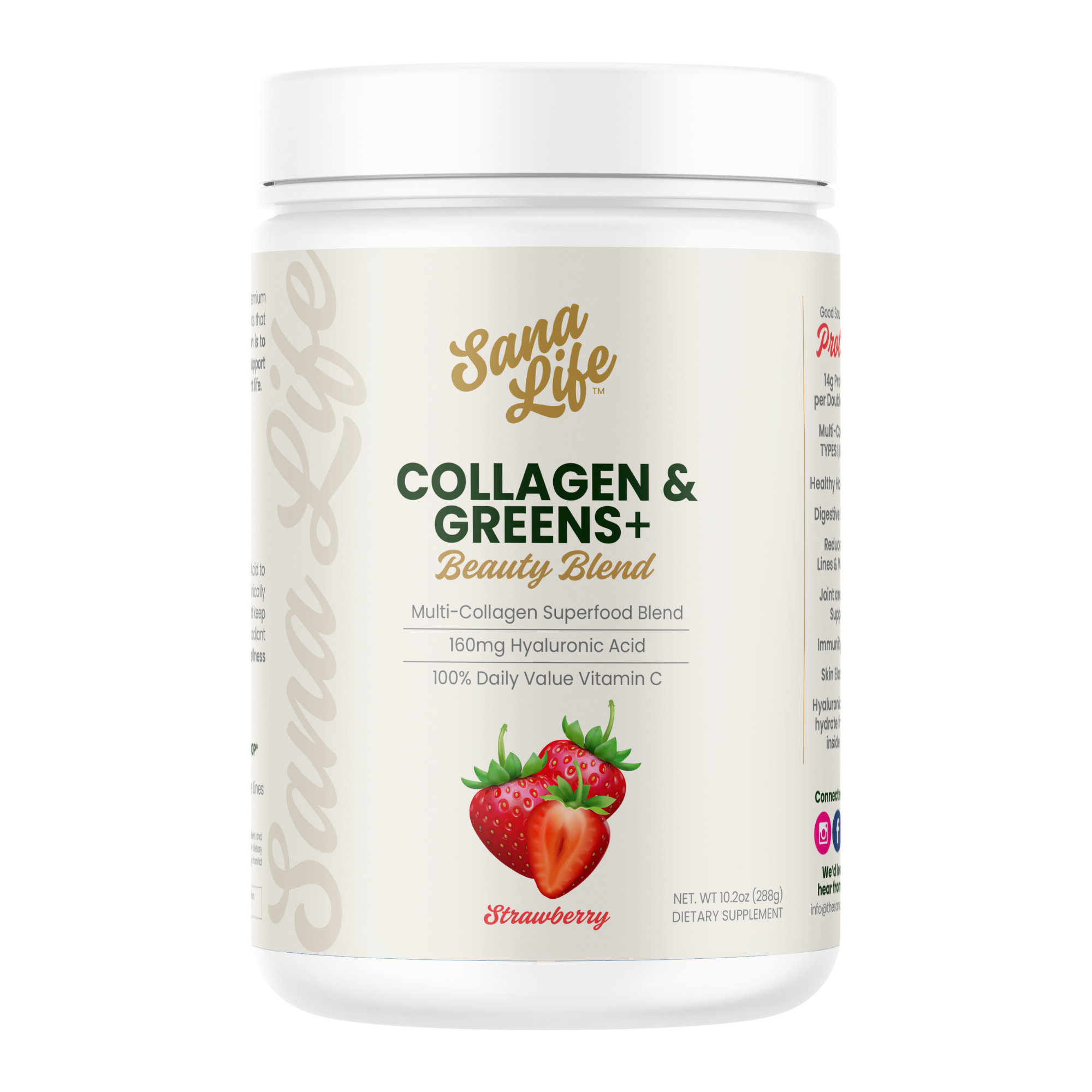 Strawberry Collagen & Greens - Strawberry Collagen & Greens - Default Title - Sana Life